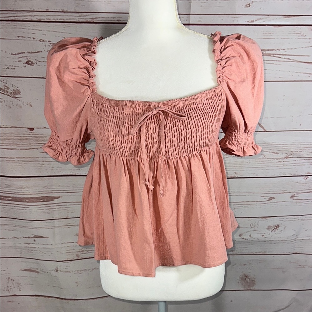 Papermoon - Women's Pink Smocked Top